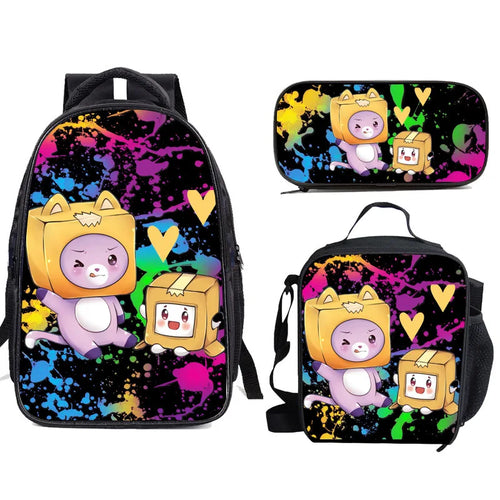 Three-piece Carton Villain Lankybox  Schoolbag Lunch Bag ToylandEU.com Toyland EU