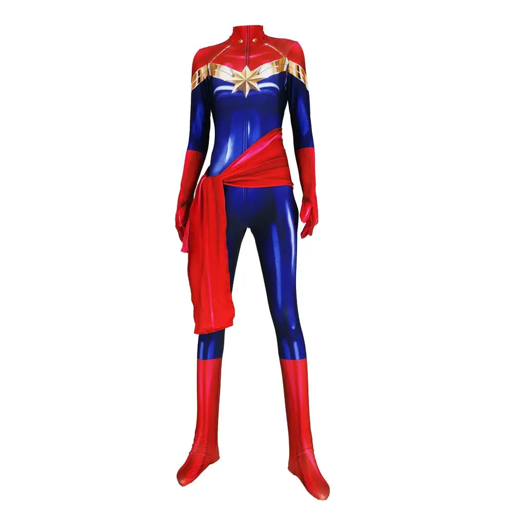 Halloween Carol Danvers Cosplay Costume Adults Female Superhero Zentai Suit Woman Bodysuit - ToylandEU