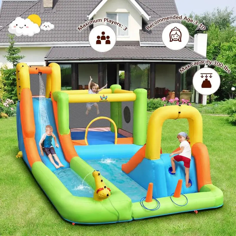 All In One Inflatable Water Slide Bounce House Splash Pool