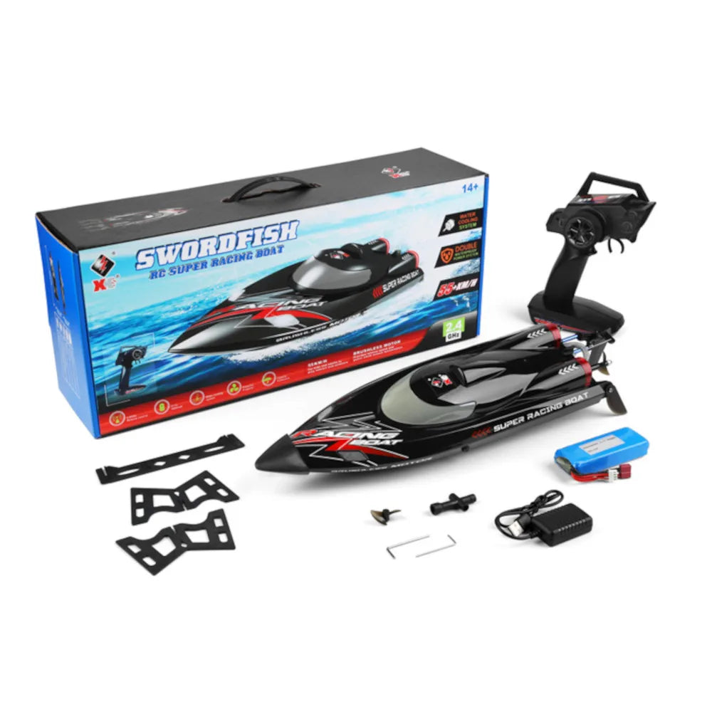 RC WL916 High-Speed 2.4G Brushless RC Boat with LED Lights & Water Cooling System - 60km/h Fast Remote Control Model