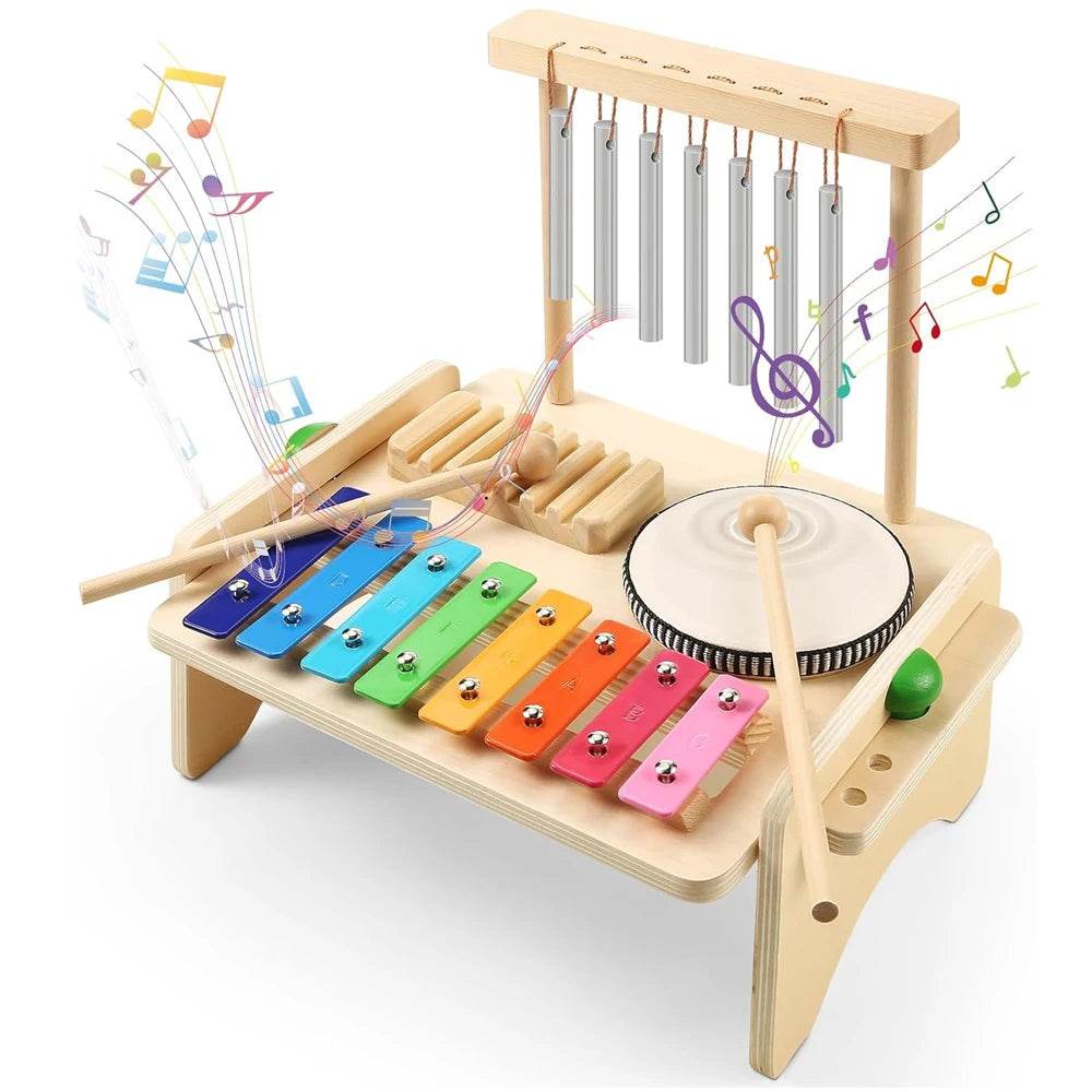 Kids Drum Set For Toddler Musical Instrument Toys Montessori Wooden Percussion Drum Sensory Xylophone Kit Educational Toys - ToylandEU