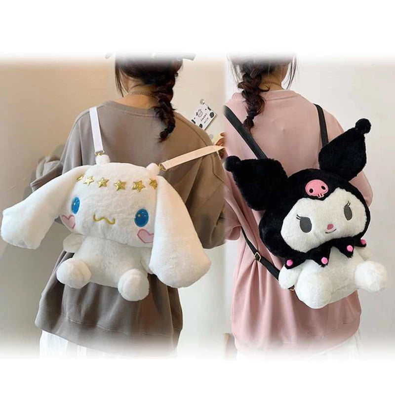 Kawaii Cinnamoroll & Melody Plush Backpack - Adorable Sanrio Bag