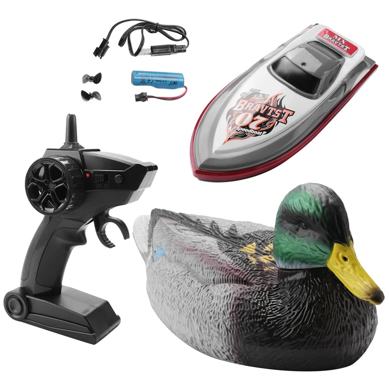 RC Remote Control V201 Duck Boat - 2.4GHz Waterproof RC Boat for Pool and Pond Hunting Decor