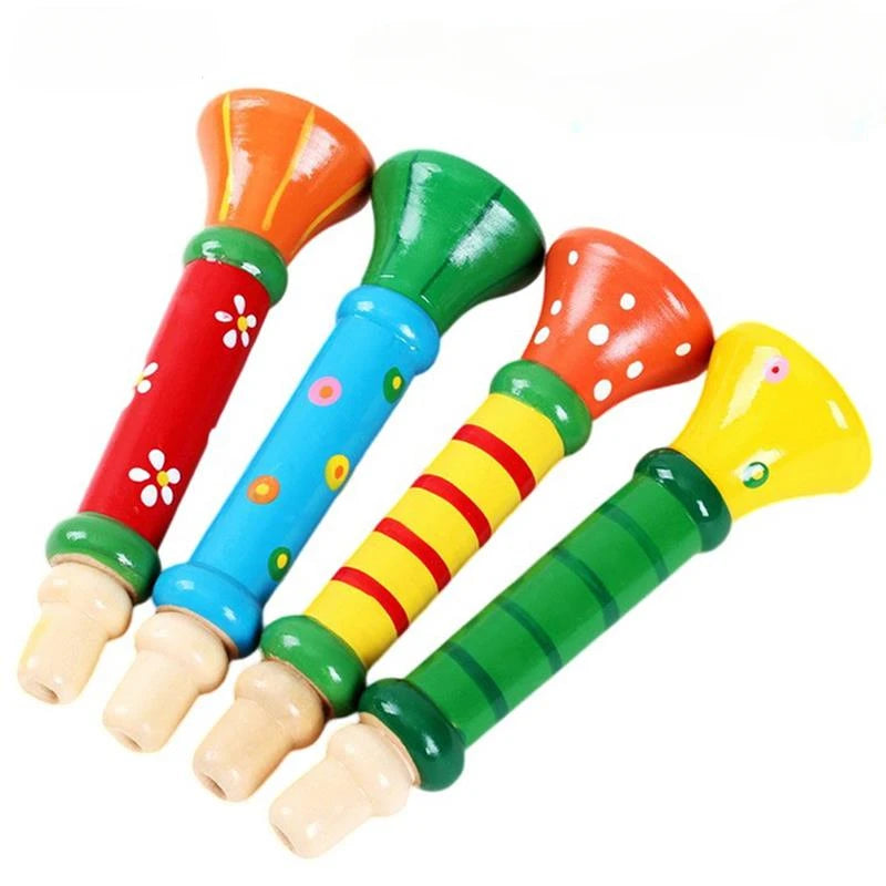1pc Wooden Trumpet Education Toy Safe Non-toxic Trumpet Piccolo