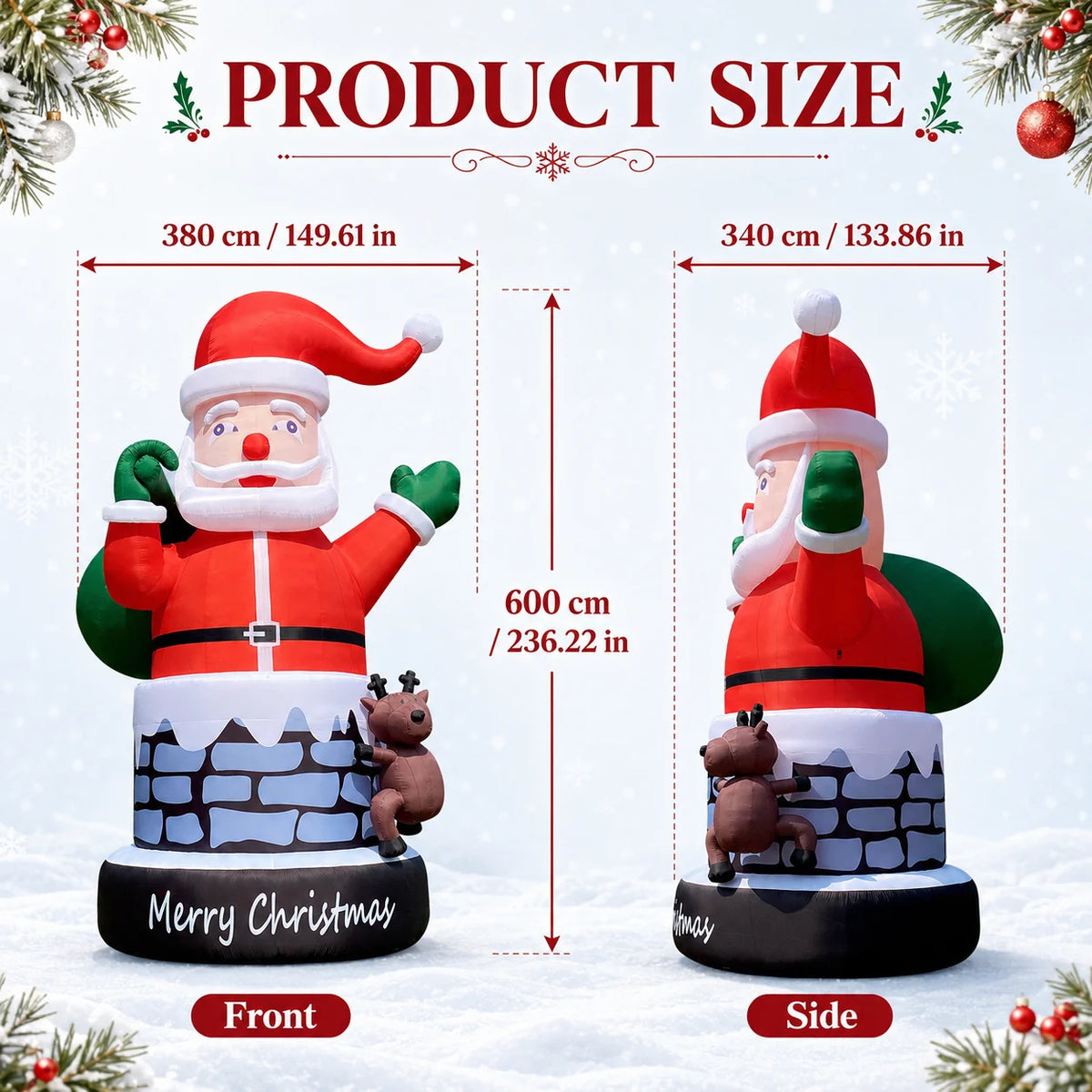 Inflatable Christmas Chimney | 20 Feet Tall | Santa Figure | Outdoor Decor