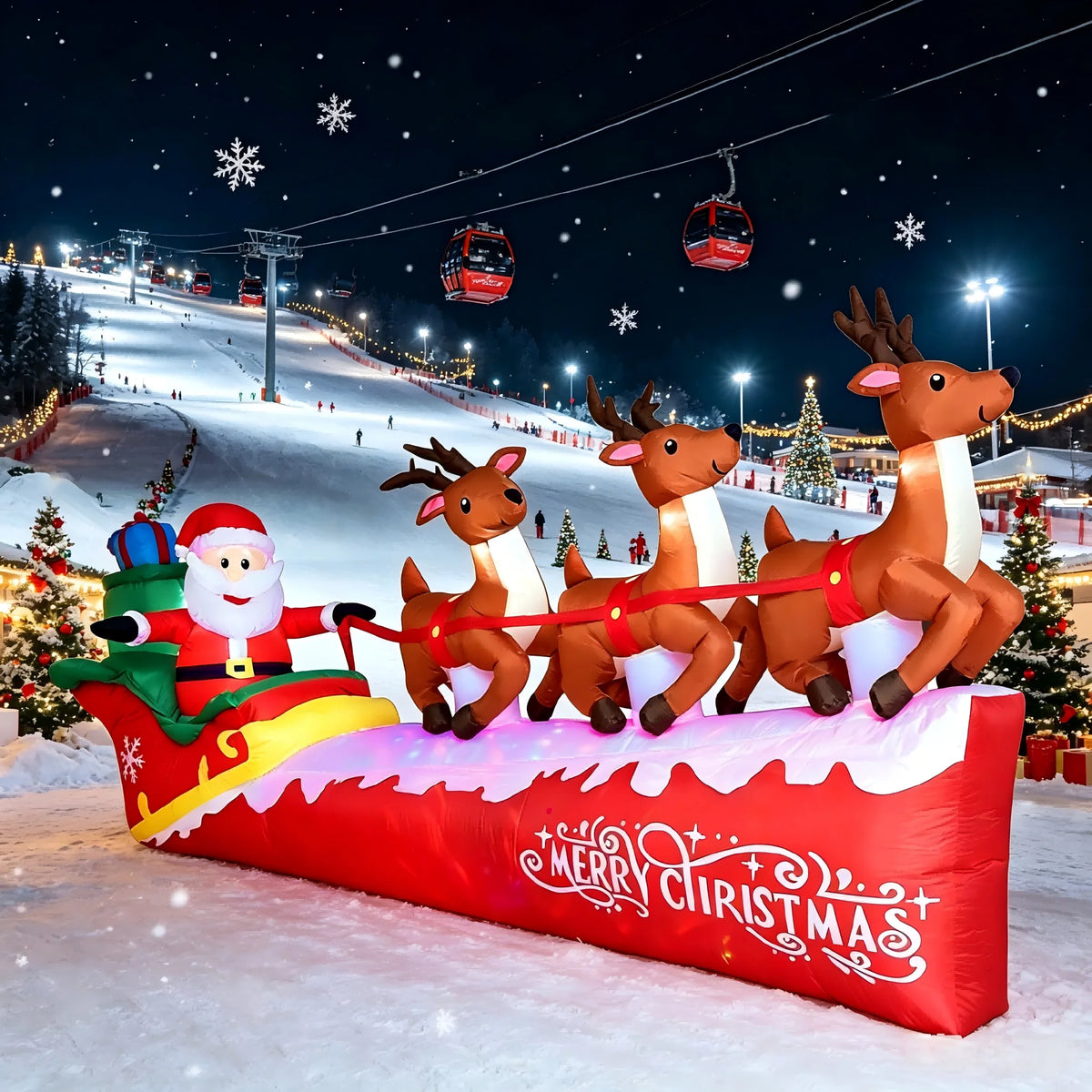 Christmas Inflatables | 10 Ft Size | Santa Reindeer Sleigh | Outdoor Yard