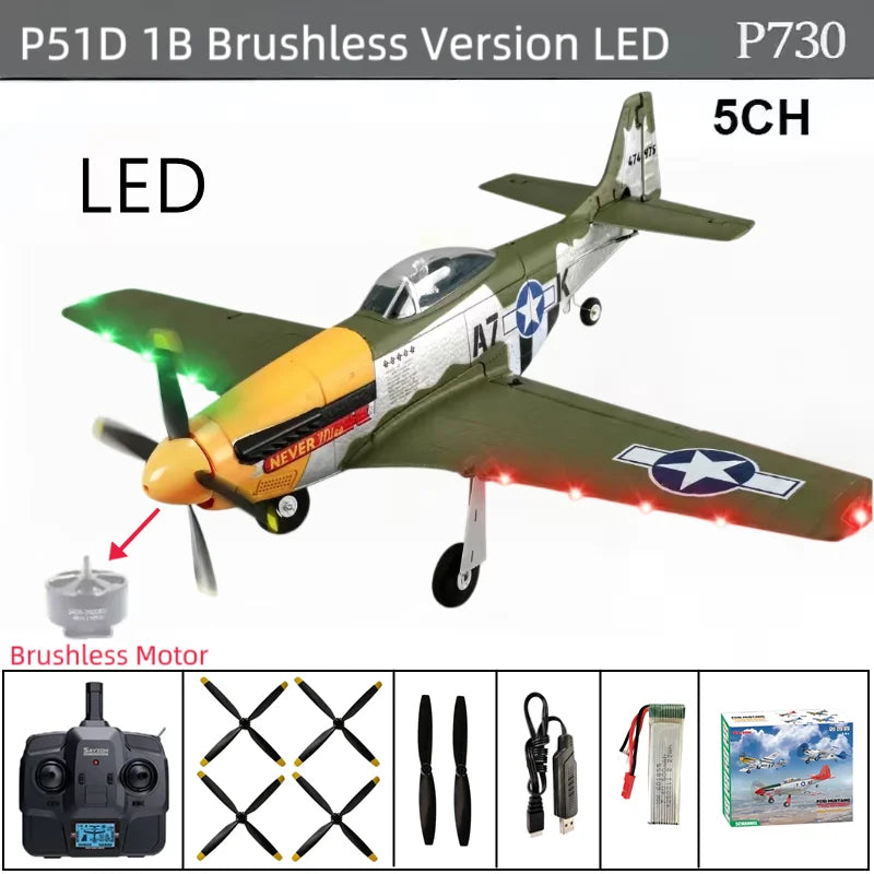 P51D Mustang Rc Plane | 5 Channel Brushless | Fixed Wing | Ready To Fly