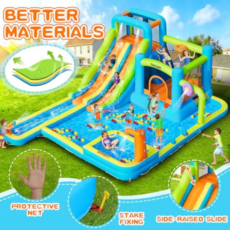 Inflatable Water Bouncy Castle With Double Slide For Outdoor Fun