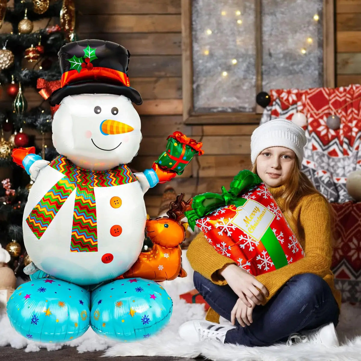 Christmas Foil Balloons | 8 Pcs Giant Santa Snowman Tree