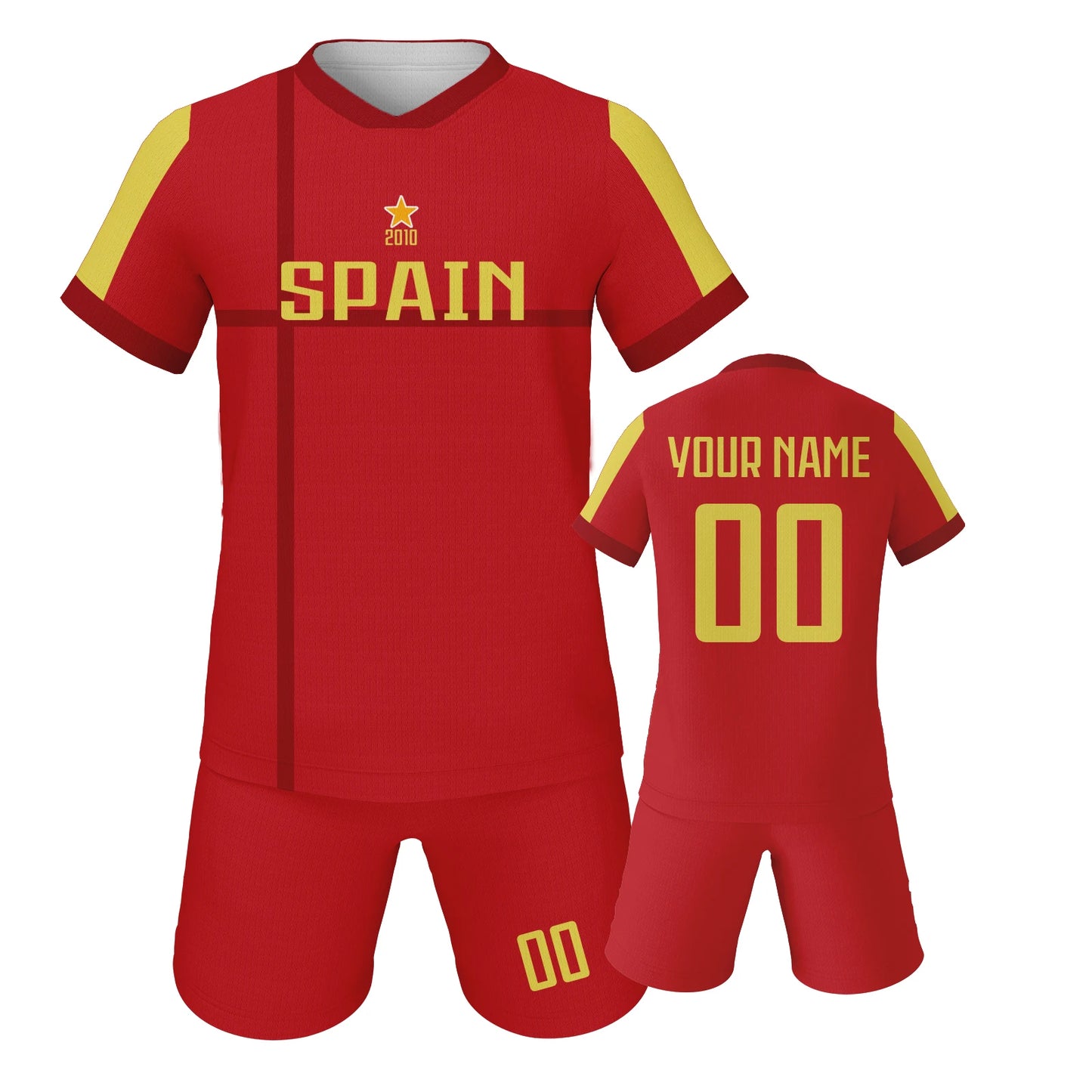 Personalized Spain Soccer Jersey Sets for Kids - Custom Football Kits with Name and Number for Boys & Girls