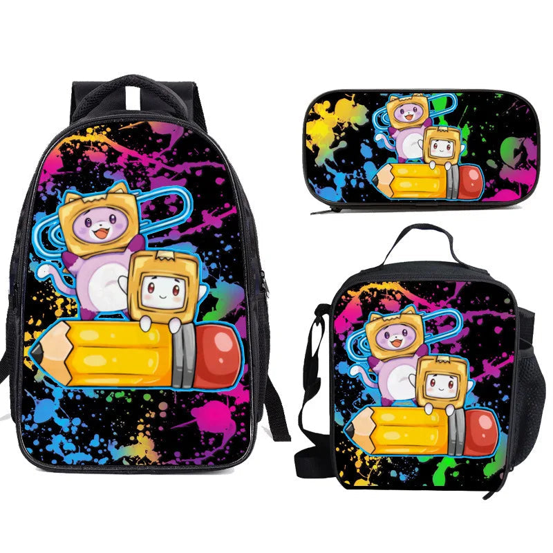 Three-piece Carton Villain Lankybox  Schoolbag Lunch Bag - ToylandEU