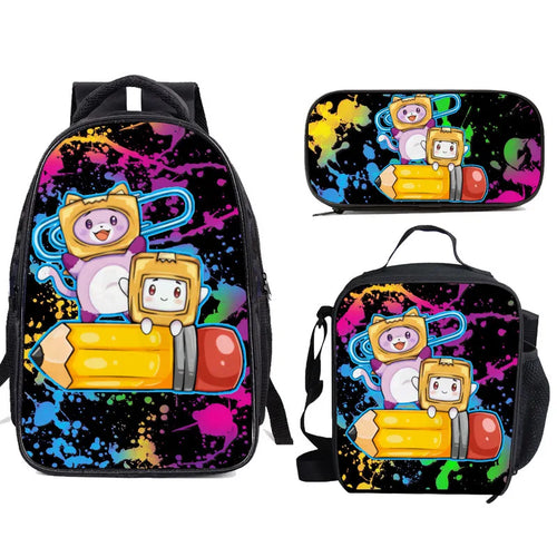 Three-piece Carton Villain Lankybox  Schoolbag Lunch Bag ToylandEU.com Toyland EU