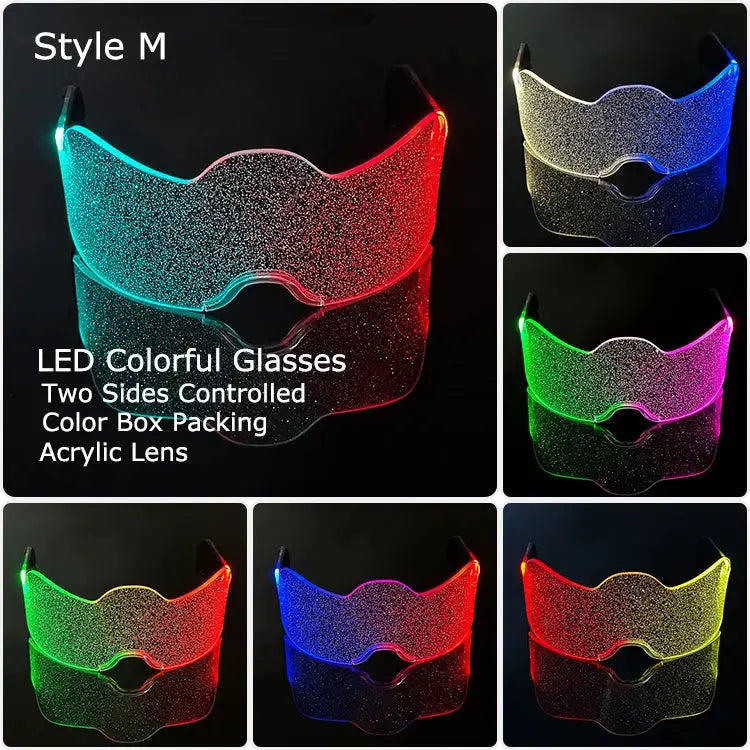 Acrylic LED Luminous Glasses Glow Party Glasses Neon Light Up Visor Eyeglasses DJ Bar Party Eyewear For Halloween Christmas - ToylandEU