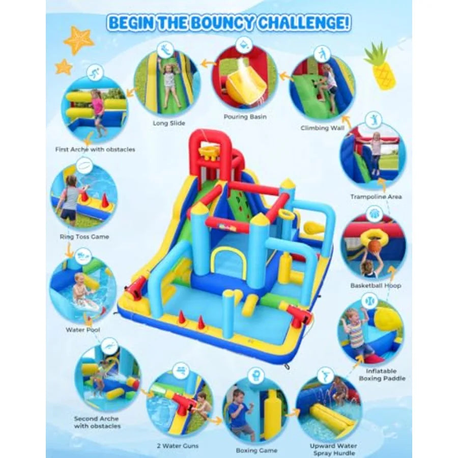16 In 1 Water Slide Bounce House Backyard Fun Deluxe