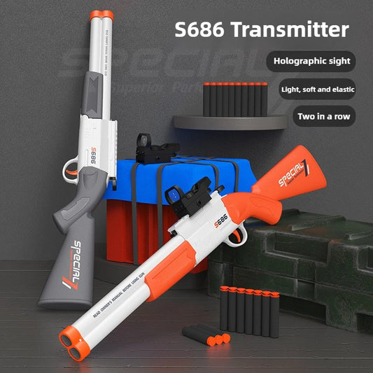 Double Barrel Toy Gun | Manual Soft Bullet | Non Electric Power | Youth Game
