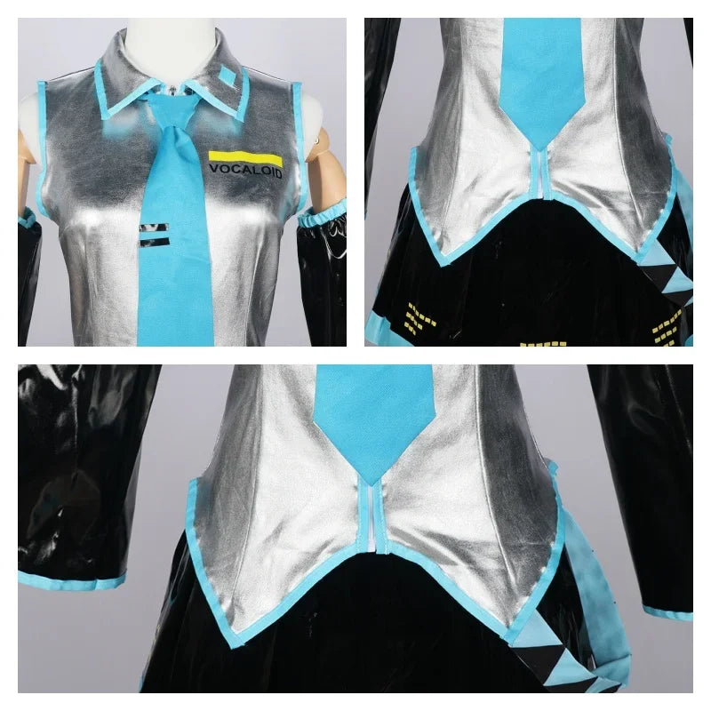 Hatsune Miku Cosplay Costume | Silver Cotton Fabric | Two Piece Set | Unisex