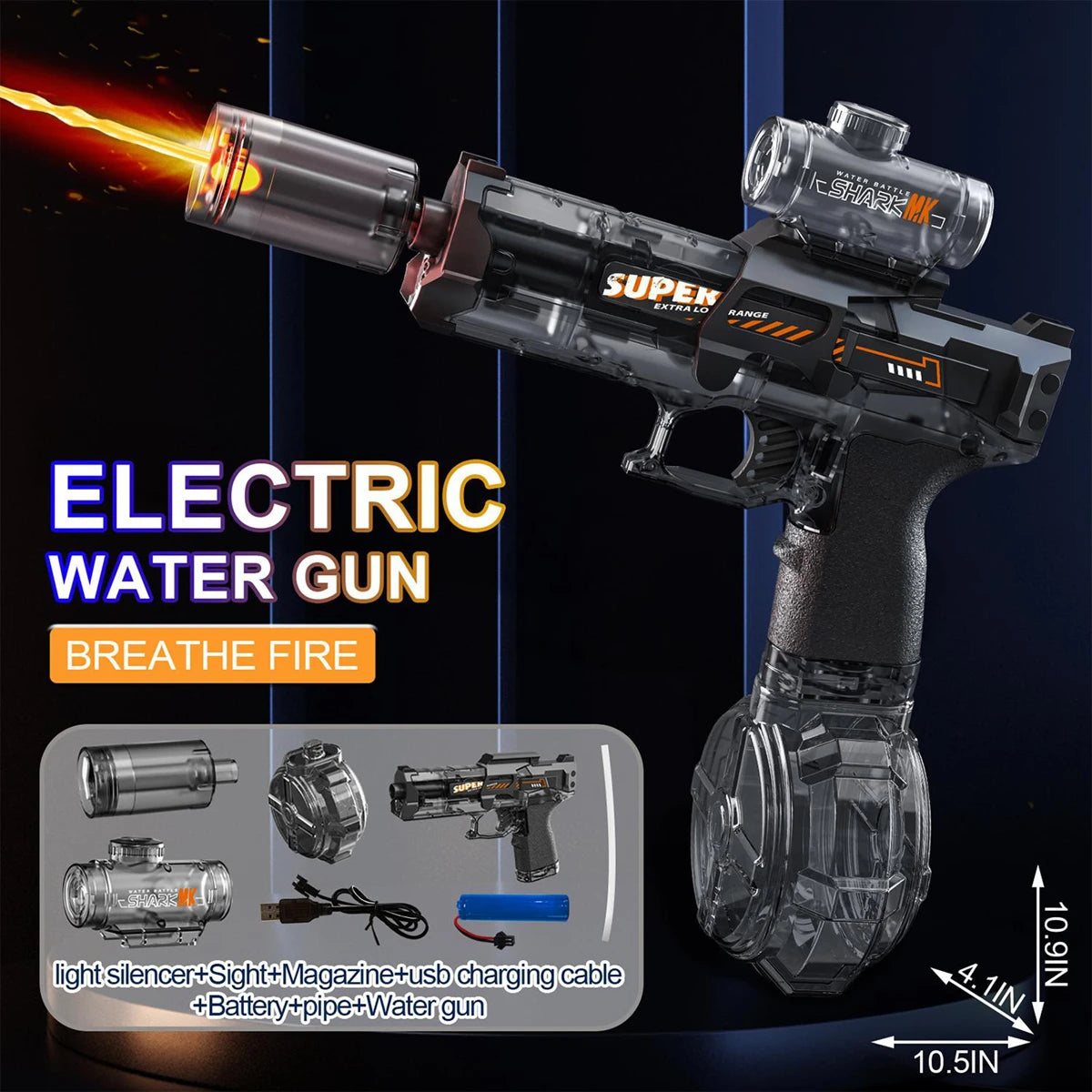 Water Gun | Automatic Operation | Outdoor Summer Toy | Blue Red Black Gray