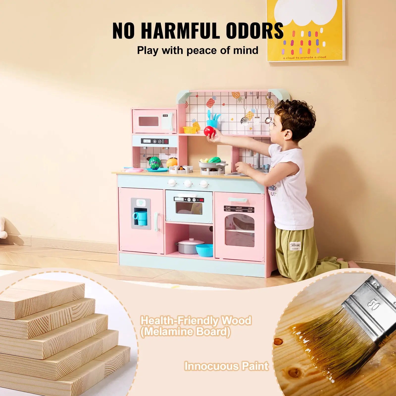 SucceBuy Pretend Play Cooking Toy for Kids Chef Playset Kitchen Accessories with Lights & Sounds for Toddles Girls Boys - ToylandEU