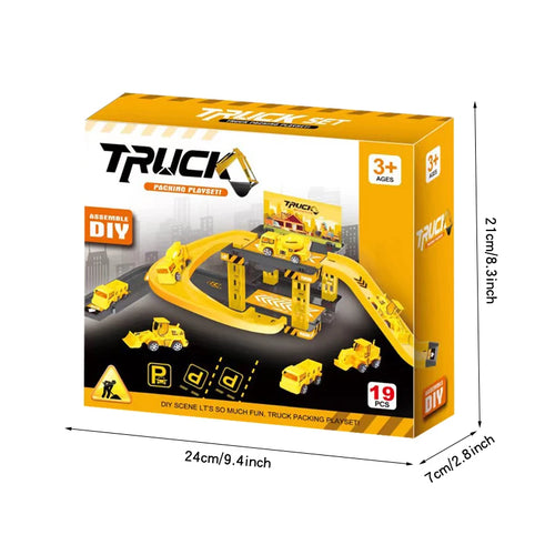 Kids Multi-storey Construction Car Playset with Race Track and Dinosaur Car Toys ToylandEU.com Toyland EU