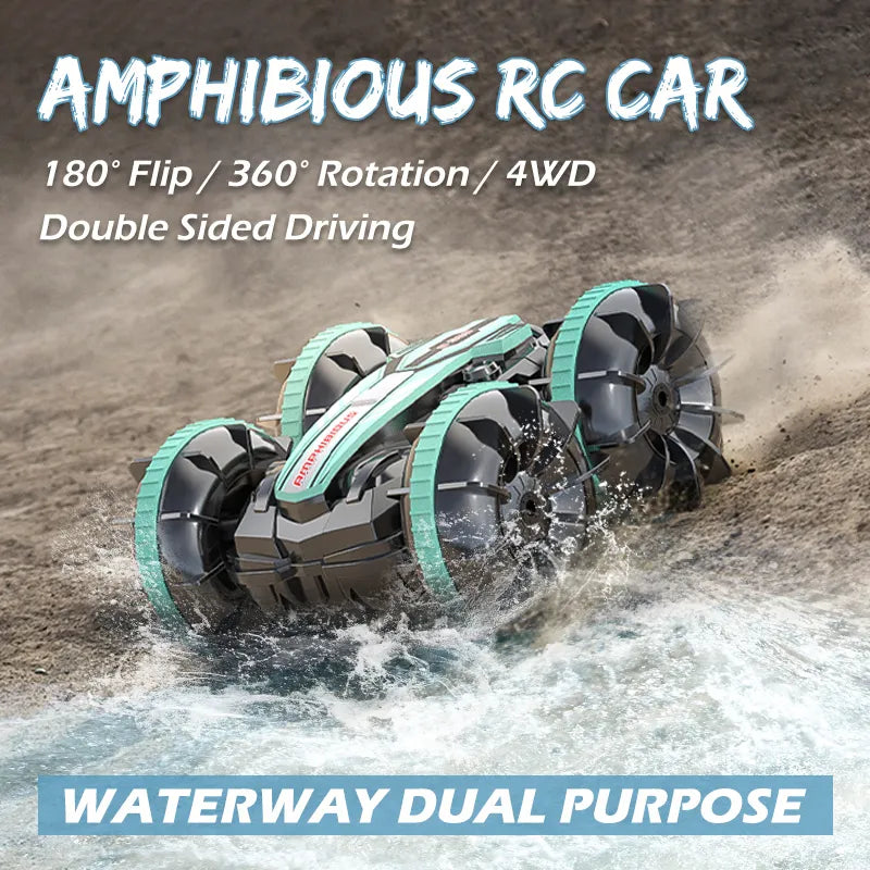 Amphibious RC Car Remote Control Stunt Car Vehicle Double-sided Flip - ToylandEU