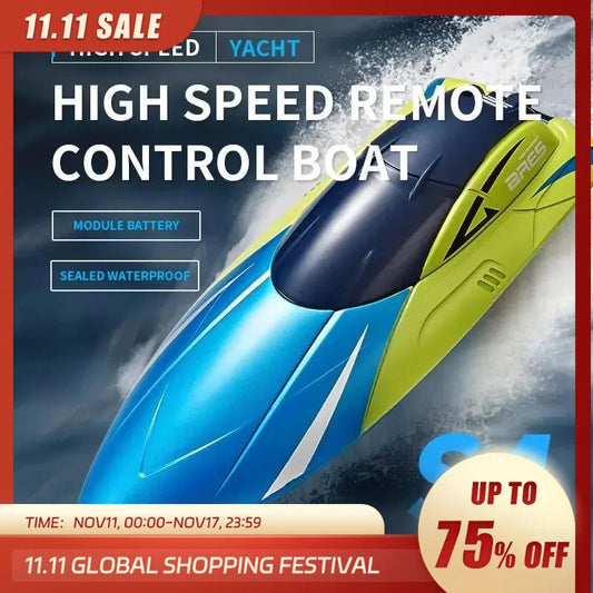 2.4G Remote Control Boat Double Rudder Motor Waterproof ABS High Speed - ToylandEU