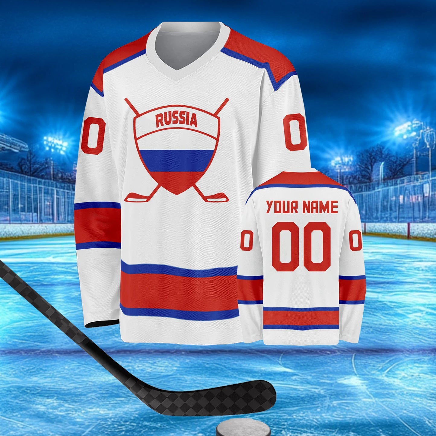 Personalized Russia Ice Hockey Jersey - Custom Name & Number 3D Printed Uniform for Men, Women, Youth & Kids