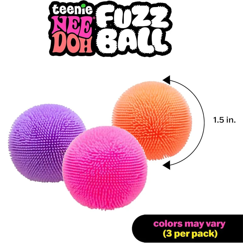 Mini Fuzz Fidget Balls | 3 Pack Multicolor | Anti Stress Sensory | For Teens