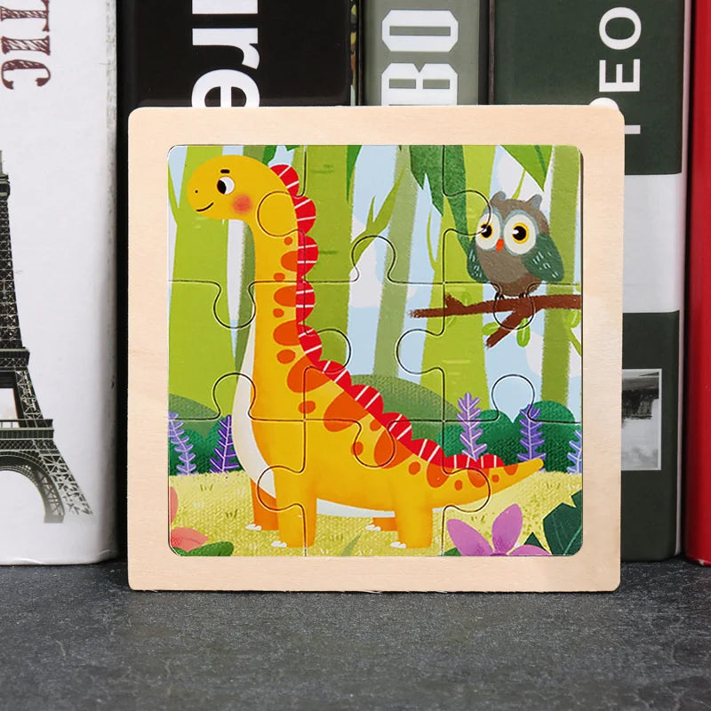3D Wooden Puzzle | 11x11cm | Animal and Vehicle Cartoon Theme | Unisex