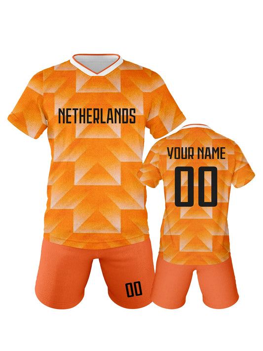 Personalized Kids Soccer Jersey - Netherlands Football Training Uniform for Boys and Girls - Breathable Quick-Drying Sportswear