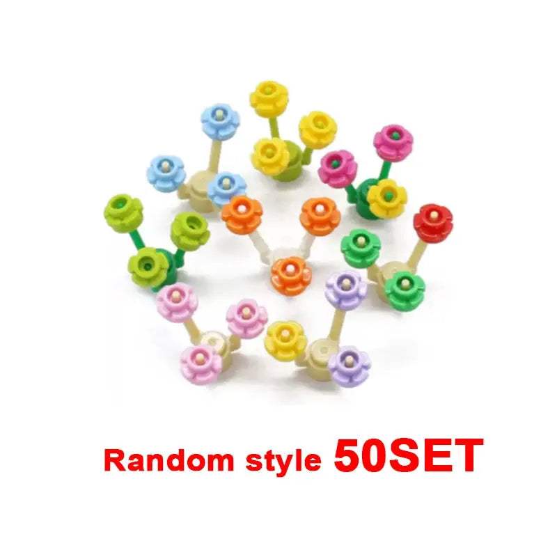 MOC City Plant Building Blocks Accessories Flower Leaves Prickly Shrubs Pine Green Grass Clover Orange Tree Mini DIY Toys F026 - ToylandEU