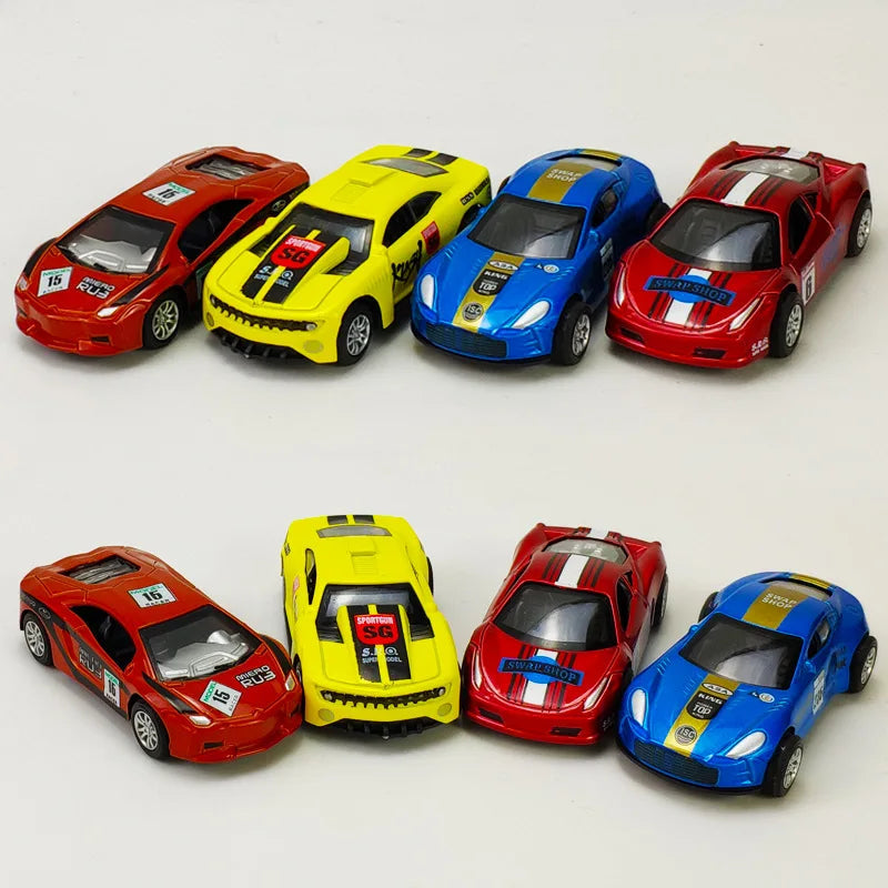 Set of 4 Toddler Car Toys with Various Police, School Bus, and Taxi Styles Made of Durable Alloy - ToylandEU