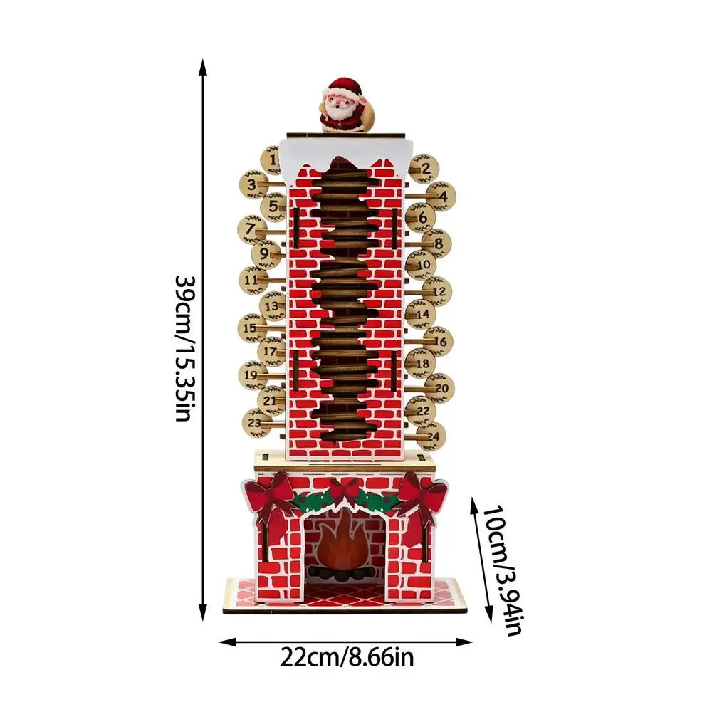 Advent Calendar | Wooden Santa Chimney | Moving Santa Daily Countdown | Reusable Christmas Decor