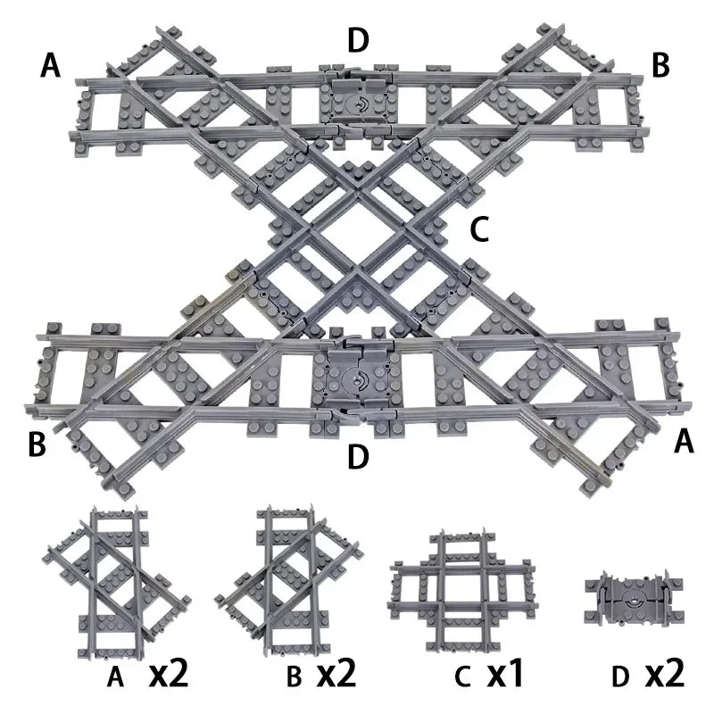 Train Track Building Blocks | Compatible With LEGO | Bridge Cross Track | Cross Track Set