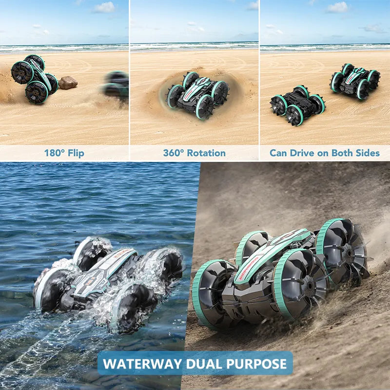 Amphibious RC Car Remote Control Stunt Car Vehicle Double-sided Flip - ToylandEU