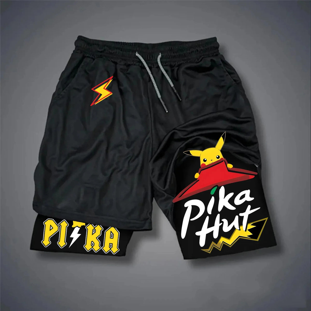 Men's Anime Shorts | Pokemon Graphic | Fake Two Piece | Gym Street