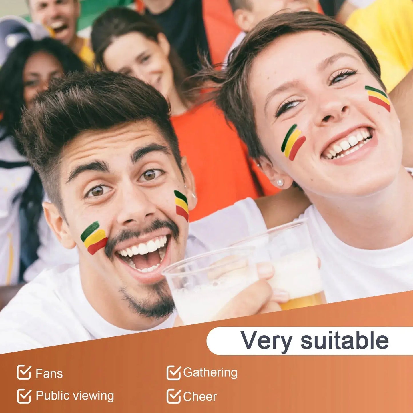 Country Flag Face Paint Stick Stripe Football Fan Brush Stick Face & Body Paint Football Game Cheering Cheerleading Decoration - ToylandEU