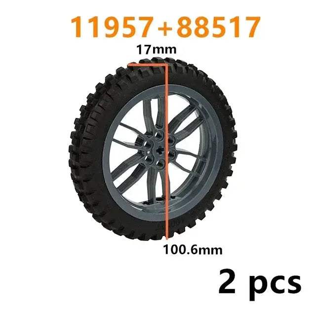 MOC Technical Tire Wheel Cross Hole Set Motorcycle Car Truck Wheels 44309 92402 32019 54120 11957 Construction Building Block - ToylandEU