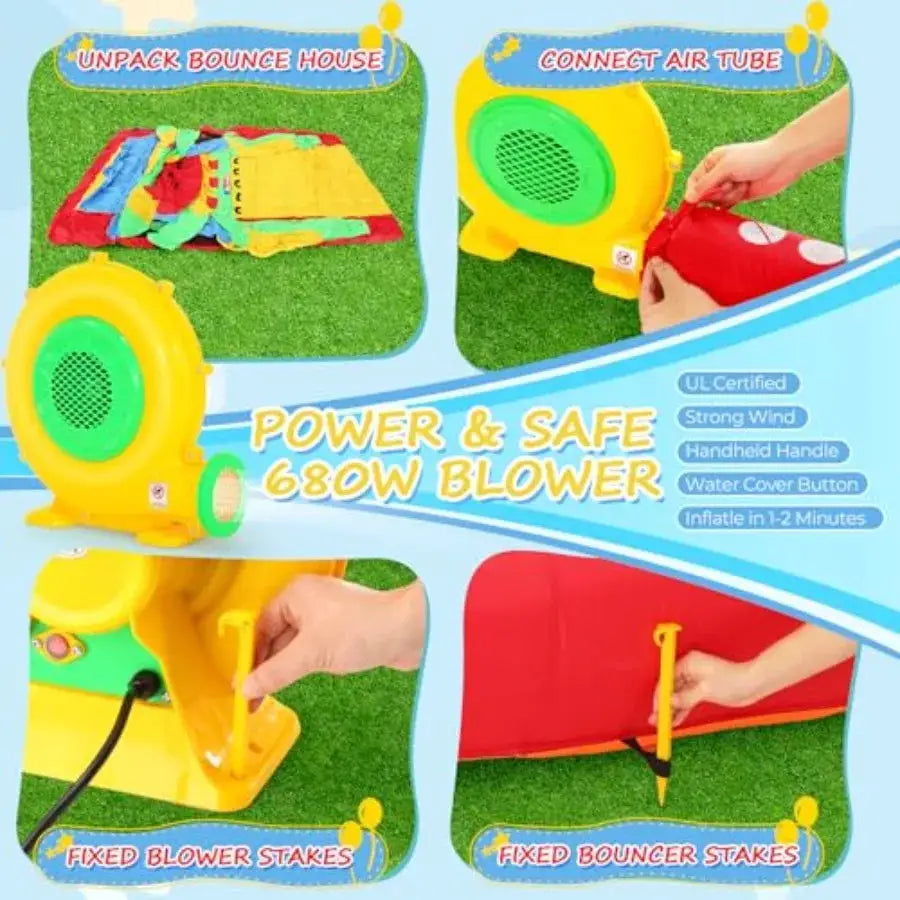 Bounce House for Big 8-12, 18 x 8.2FT 3-6 Inflatable Obstacle Course w/Dual Tunnels, Large Slide, Climbing, Obstacles and Bounc - ToylandEU