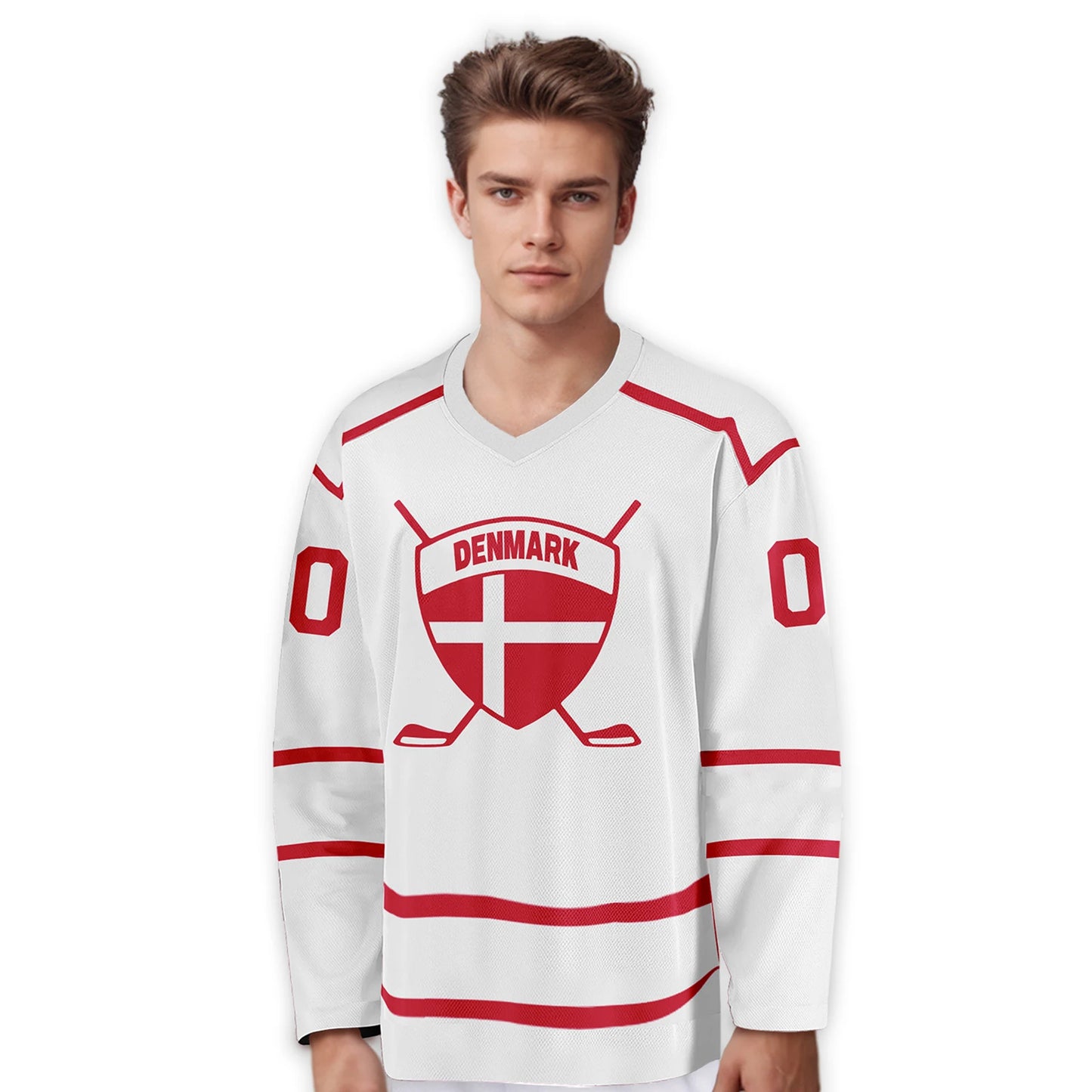 Customizable Denmark Hockey Jersey for All Ages - Personalized Men's, Women's, and Kids' Ice Hockey Apparel