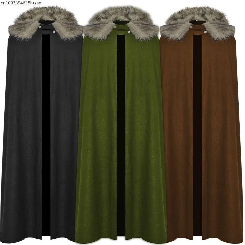 Medieval Viking Cape Coat With Fur Collar For Costume - ToylandEU