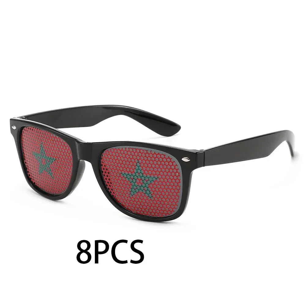 8PCS HD Vision Flag Sunglasses Football Match Fans Sun Glasses Comfortable Anti-slip Legs Sports Party Eyewear - ToylandEU