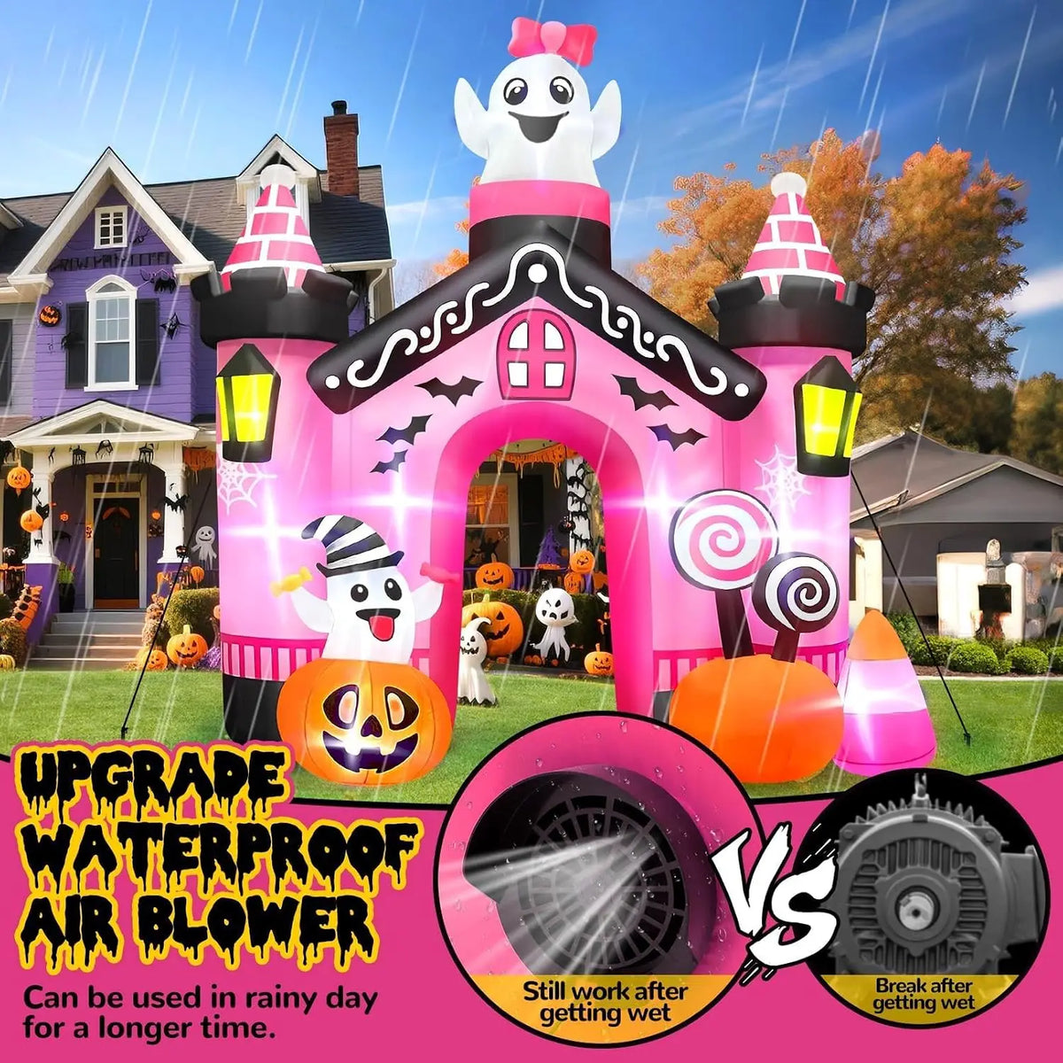 Halloween Ghost Inflatable | 11 Ft | Built In Lights | Outdoor Yard Decor