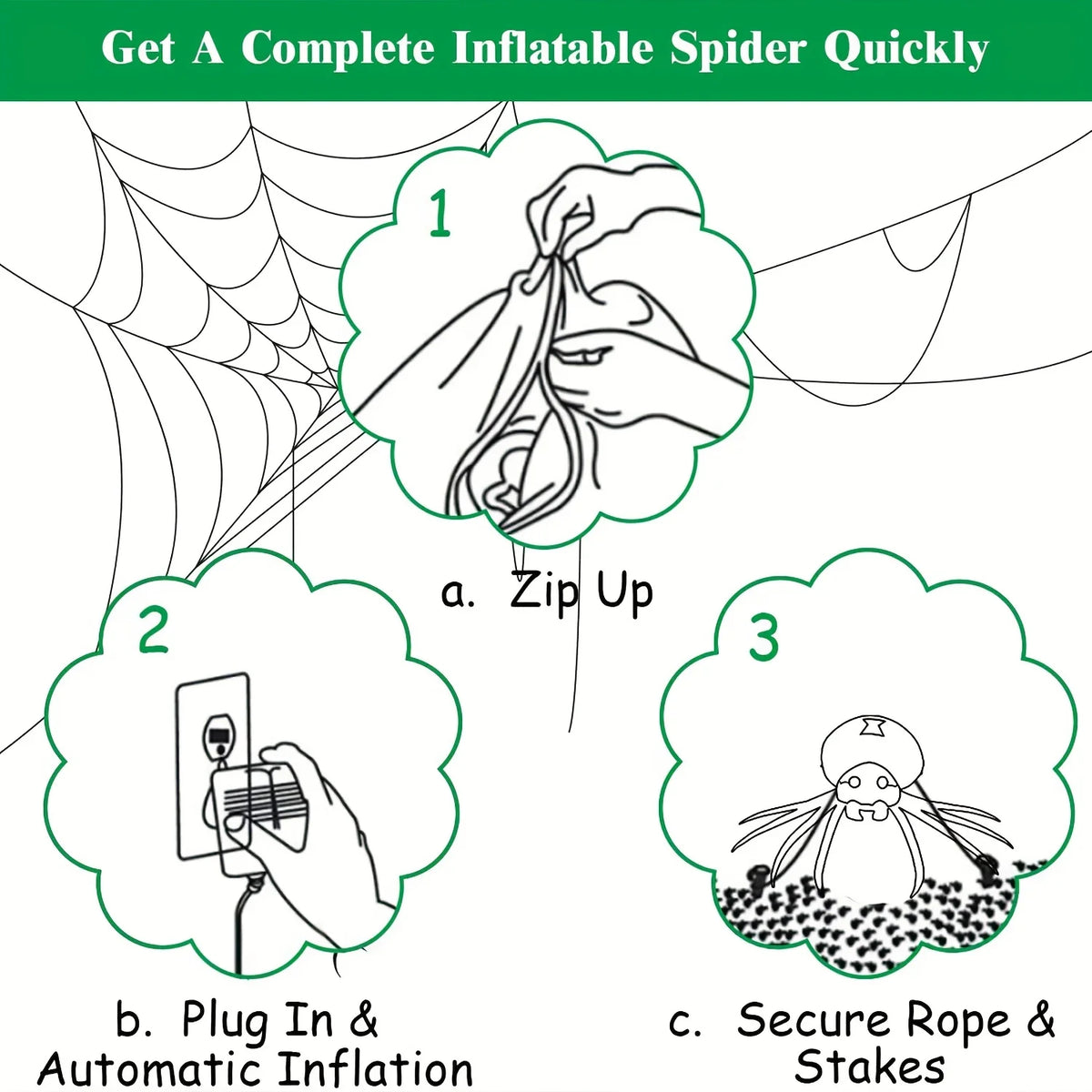 Inflatable Spider Decor | 7.2 Ft LED Glow | Includes Blower | Outdoor Yard Display