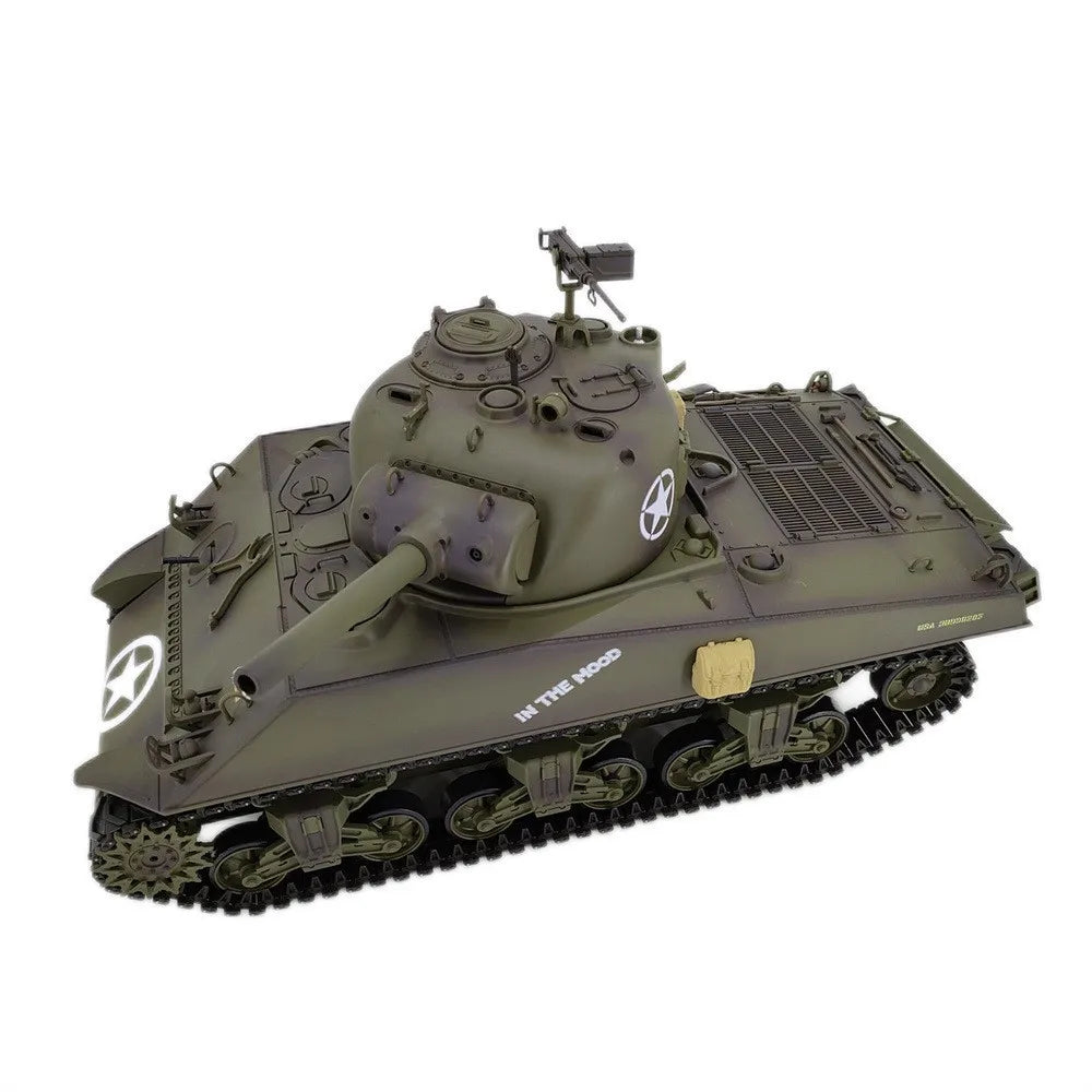 RC 1:16 Scale M4A3 Sherman Electric Remote Control Tank with Telescopic Gun Tube - Military Model Toy