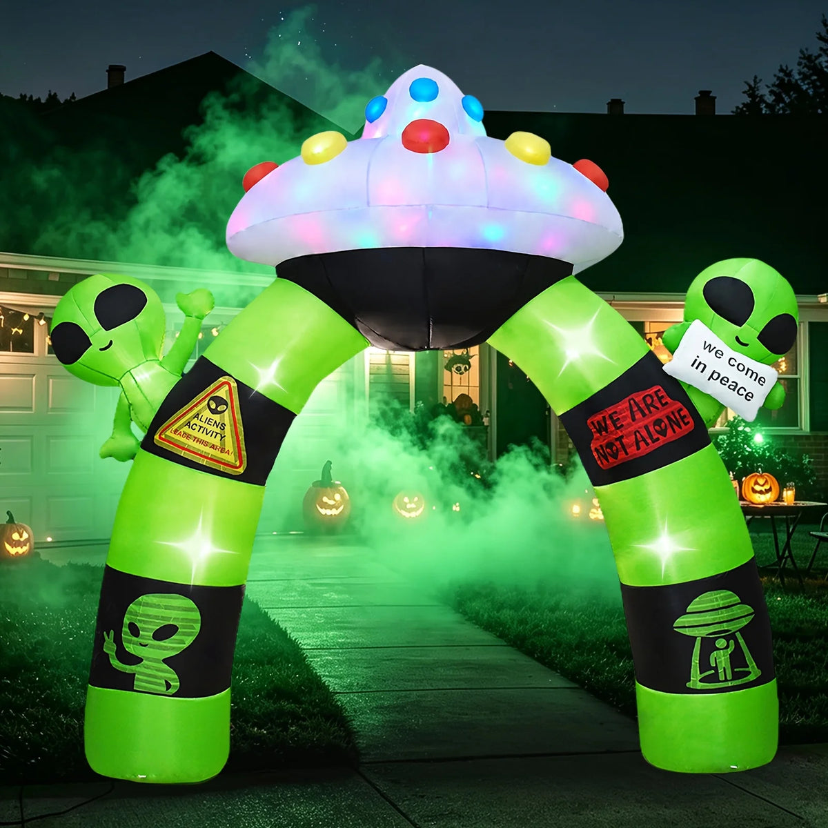 Inflatable Alien Arch | 10.5 Ft | Built In LED Lights | Halloween Yard Decor