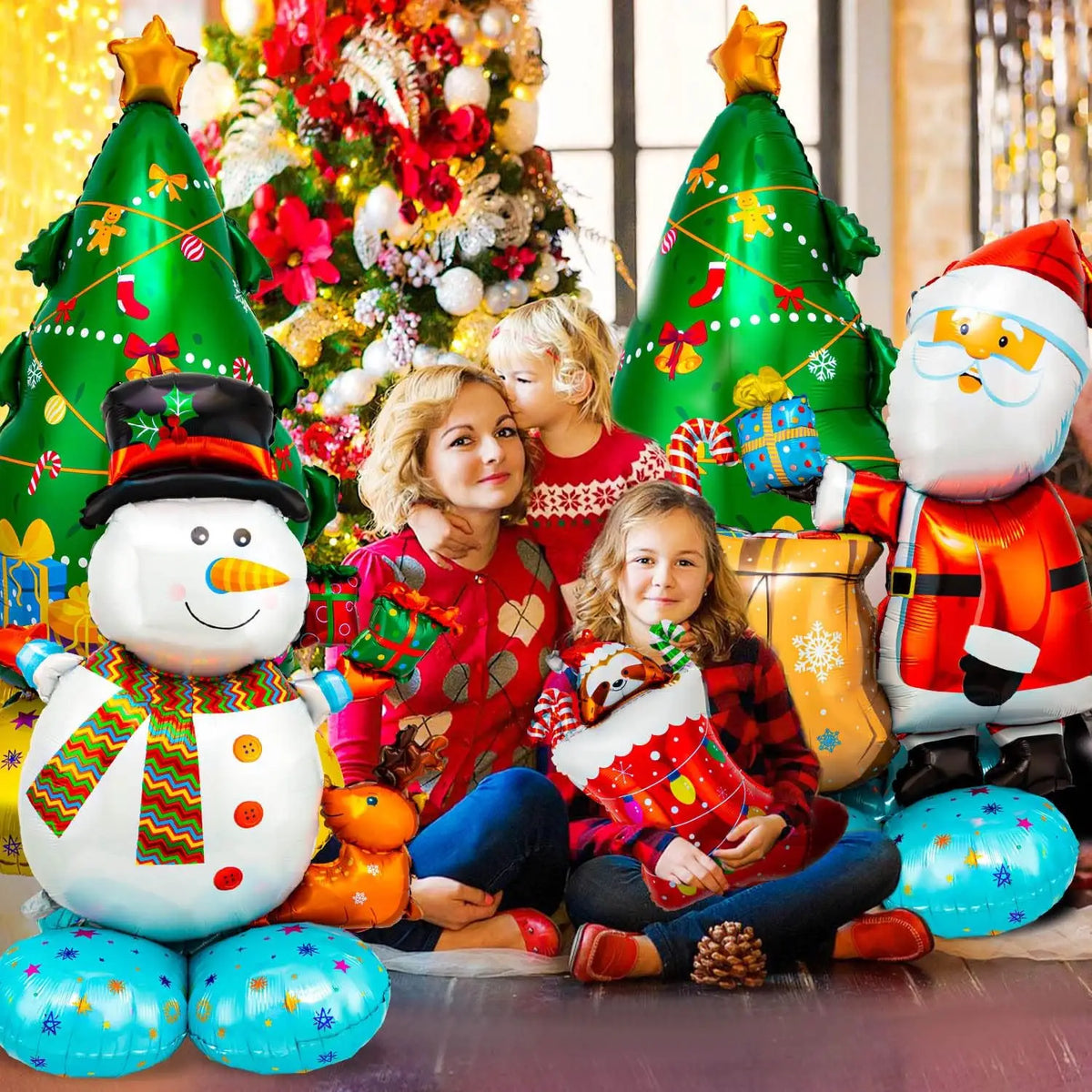 Christmas Foil Balloons | 8 Pcs Giant Santa Snowman Tree