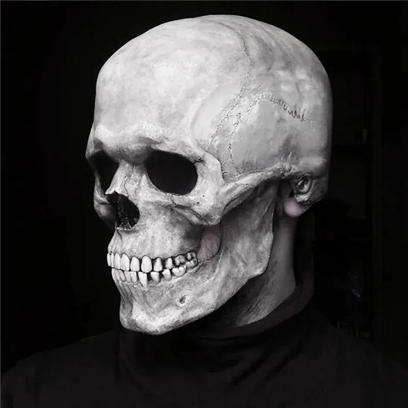 Full Head Skull Mask Carnival Adults Realistc Anonymous Halloween Moveable Mouth Jaw Anime Horror Helmet Skeleton Headgear Masks - ToylandEU