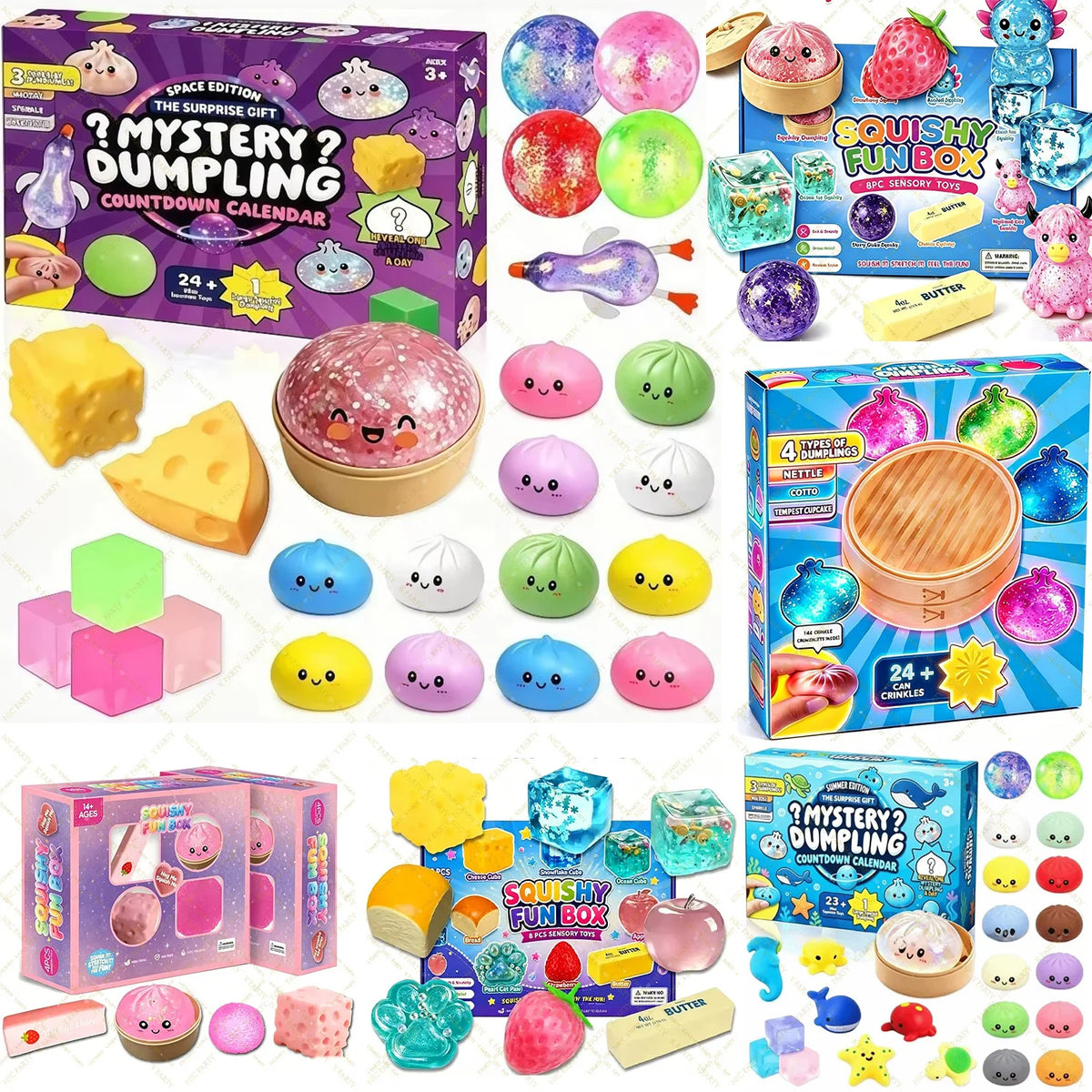 Dumpling Squishy Advent Calendar | Slow Rise | Blind Box | 24Pcs Xmas Gift
