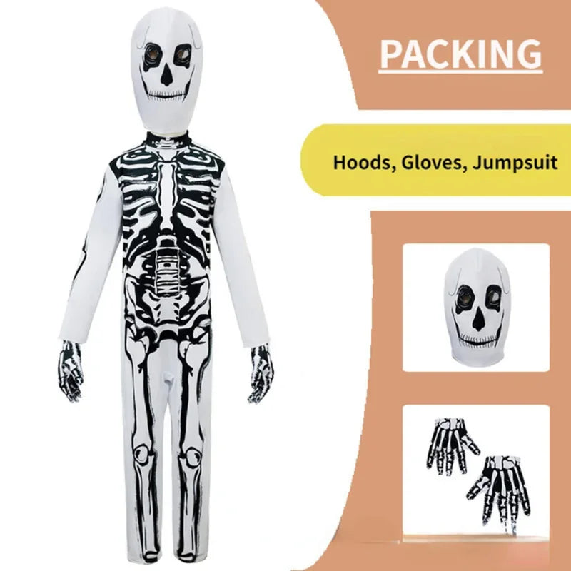 Unisex Kids Skeleton Zombie Costume - Perfect for Halloween Fun!