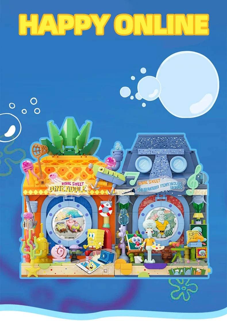 Spongebob Cartoon Krusty Krab Restaurant Building Blocks Toy - ToylandEU